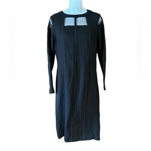 Lisa Rinna Women’s Size 8 Elegant Black Long Sleeve Dress with Sheer Trim